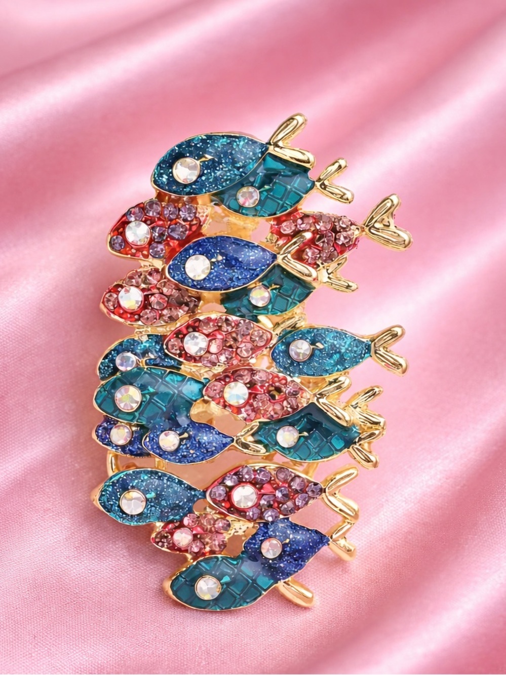 Colorful Crystal Fish Stretch Brooch - Picture 5 of 10